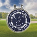 Pinza Para Gorra De Golf Nombre del club de golf personalizado azul marino<br><div class="desc">Estos clips de gorra de golf son ideales para todos los clubes de golf y miembros del club de golf. Personalice con el nombre del socio del club,  el nombre del club de golf y el año en que se creó el club. Diseñado por Thisisnotme©</div>