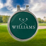 Pinza Para Gorra De Golf Nombre personalizado Clubes de golf Emerald Green<br><div class="desc">Personalice el nombre en la tipografía clásica para crear un regalo de golf único y mantenerlo para cualquier golfista. Diseñado por Thisisnotme©</div>