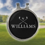 Pinza Para Gorra De Golf Nombre Personalizado Clubes De Golf Negro Y Blanco<br><div class="desc">Personalice el nombre en la tipografía clásica para crear un regalo de golf único y mantenerlo para cualquier golfista. Diseñado por Thisisnotme©</div>