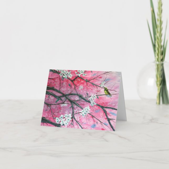 Pinzón entre la tarjeta de nota de las flores de (Anverso)