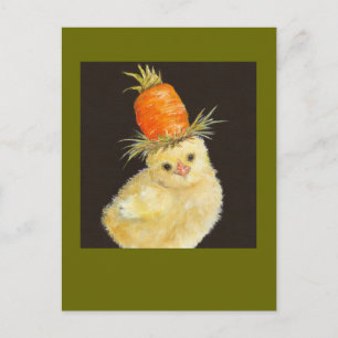 pío con postal de zanahoria alta