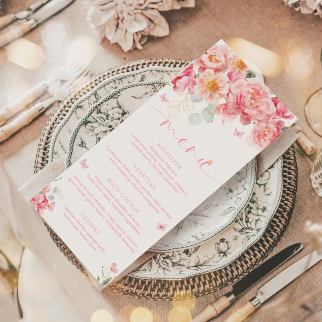 Piper Peony Butterfly Bridal Menú y Gracias (Butterfly Bridal Shower Menu Piper Peony )