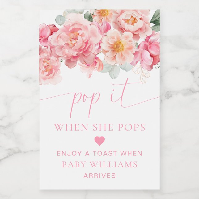 Piper Peony Floral Baby Shower Pop It (Etiqueta única)