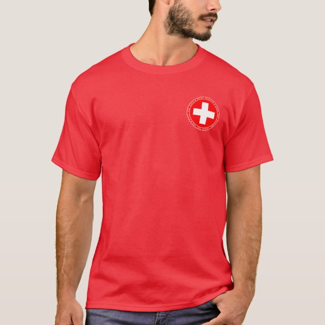 Piqueros suizos rojos y camisa blanca del sello (Anverso)