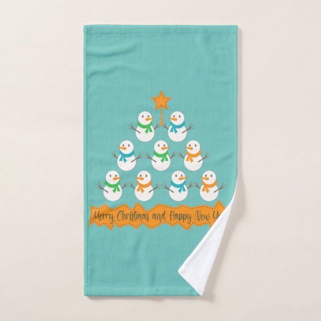 Pirámide de árboles de Navidad hecha de muñecos de (Toalla de mano)