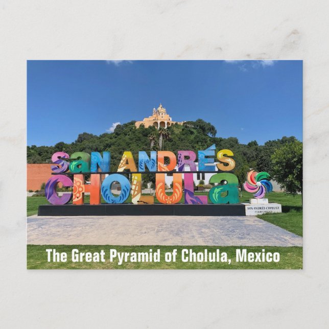Pirámide de Cholula, postal de México (Anverso)