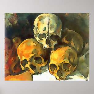 Pirámide de Skulls Arte de contorno negro después 