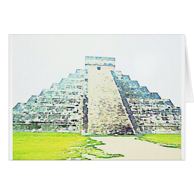 Pirámide del diseño de la acuarela de Chichen Itza (Anverso (Horizontal))