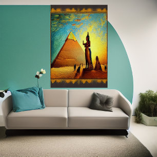 Pirámide, estatuas, Egipto   Poster de arte de IA