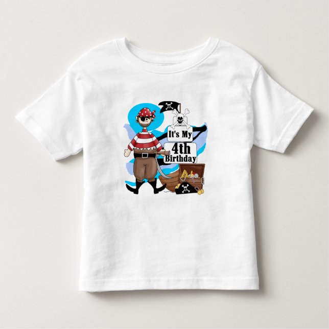 Pirata 4.º cumpleaños camisetas y regalos (Anverso)