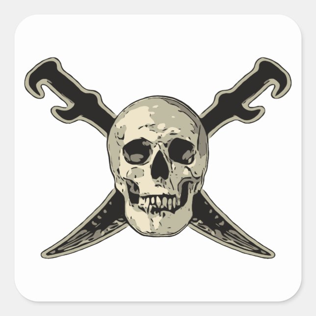 Pirata (Calavera) - Pegatinas cuadrados,  brillan (Anverso)