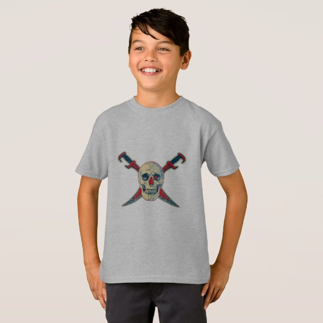 Pirata (cráneo) - Camiseta básica para niños (Anverso completo)
