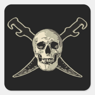 Pirata (cráneo) - pegatinas cuadrados, brilla