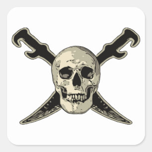 Pirata (cráneo) - pegatinas cuadrados, brilla