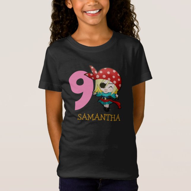 Pirata de cumpleaños 9.º nombre camiseta (Anverso)