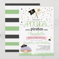 Pirata de la hada de la invitación del cumpleaños