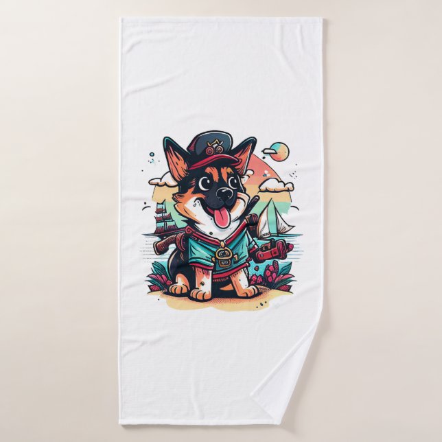 Pirata de perro pastor alemán (Toalla de baño)