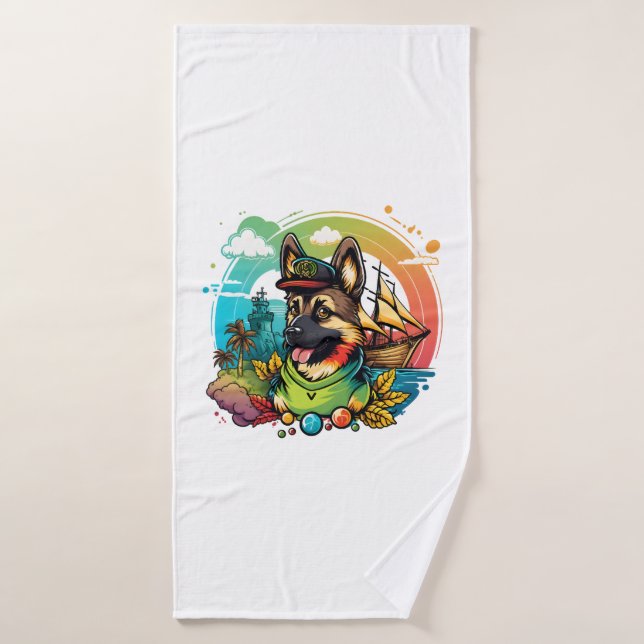 Pirata de perro pastor alemán (Toalla de baño)