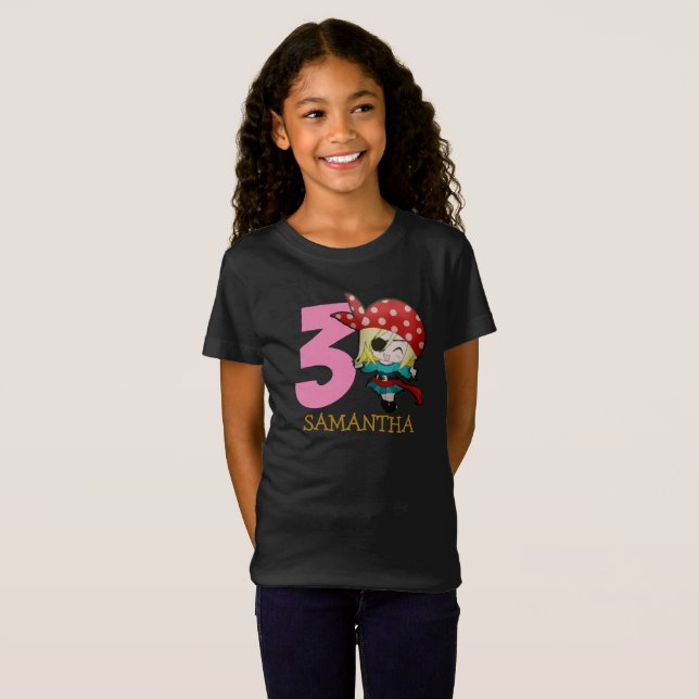 Pirata del partido de cumpleaños chica camiseta de (Anverso completo)