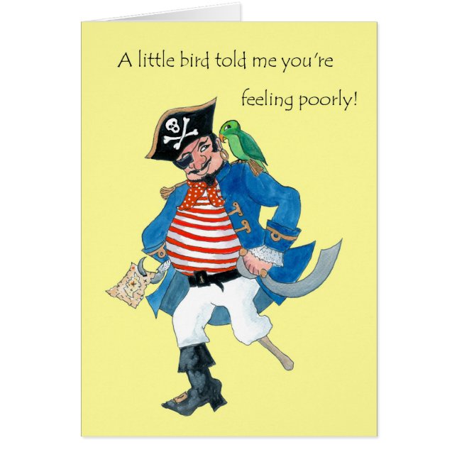 Pirata divertido y loro se ponen bien a los niños (Frente)