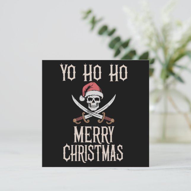 Pirata festivo Yo Ho Ho Navidad Santa Navegando  (Anverso de pie)