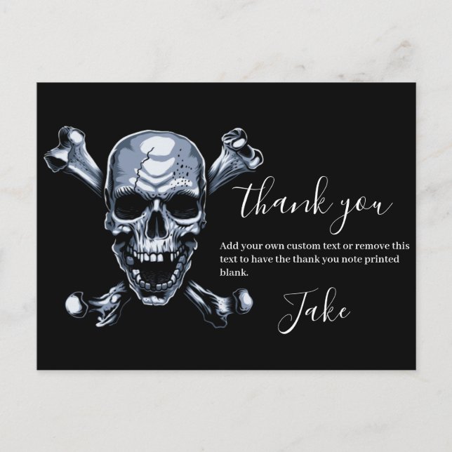 Pirata Gracias Skull y tarjeta postal de huesos (Anverso)
