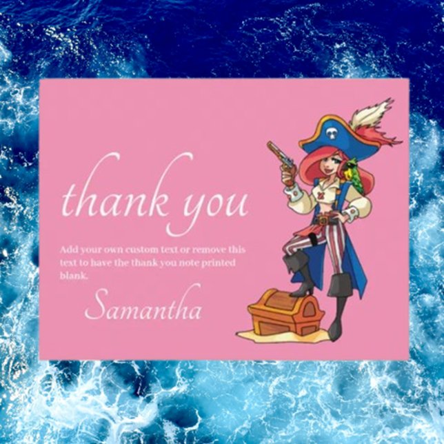 Pirata Gracias Tarjeta Postal Rosa (Any celebration where a little adventure is in order, these thank you cards will be a huge hit.)