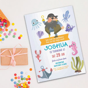 Pirata Invitación al cumpleaños Fiesta Océano dive