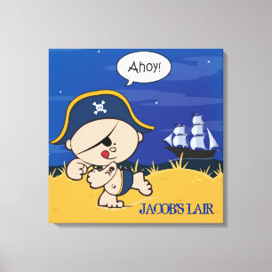 Pirata Niños Personalizados Sala Canvas Arte Pared
