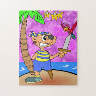 Pirata personalizado con loro y rompecabezas