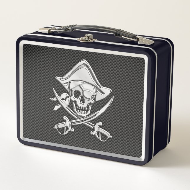 Pirata sonriente plateado al estilo de fibra de ca (Anverso)