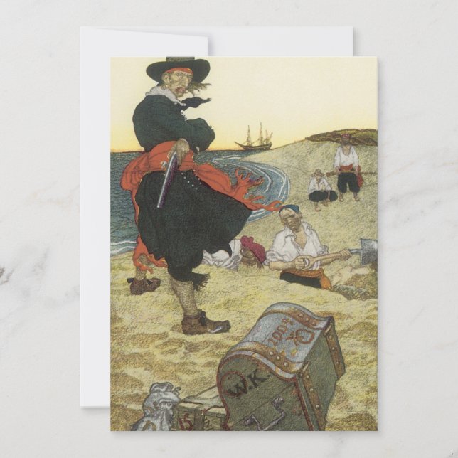 Piratas antiguos, William Kidd enterrando tesoros (Anverso)