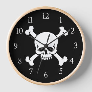 Piratas, cráneo y reloj de cruces