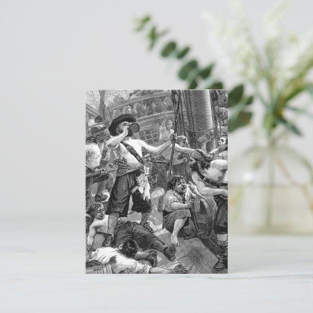 Piratas de época bebiendo en la invitación al barc (Anverso de pie)