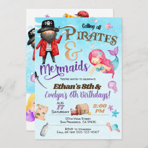 Piratas y sirenas invitaciones al cumpleaños