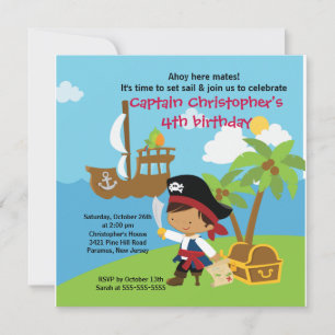 Pirate Ahoy Mates Invitación a fiesta de cumpleaño