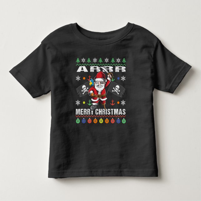 Pirate Santa Tacky Xmas Sweater es Feliz Navidad (Anverso)