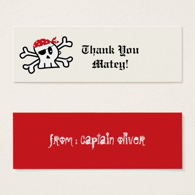 Pirate Skeleton Niños fiesta de cumpleaños etiquet (Anverso y reverso)