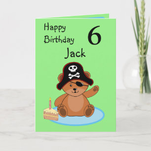 Pirate Teddy Bear tarjeta de felicitación de cumpl