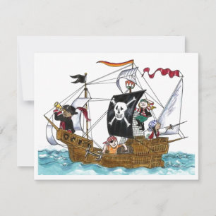 PIRATES FIESTA TEMA BARCO VELA JR INVITACIÓN DE BA