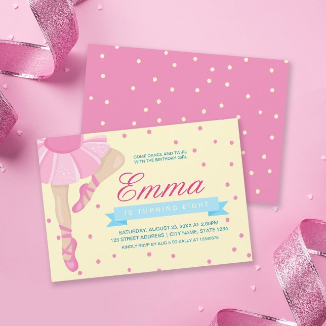 Pirouette Pink Ballerina Invitación al cumpleaños (Subido por el creador)