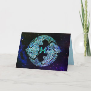 pisa la tarjeta de saludo de zodiac fish