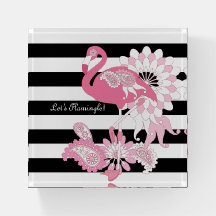 Bandas modernas en blanco y negro Flamingo rosa