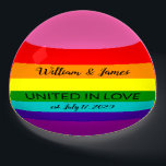 Pisapapeles Bandera arcoiris original 8 bandas matrimonio gay<br><div class="desc">Papel, Gay Marriage Rainbow Gay Pride LGBT Original Bandera de 8 franjas Boda único con Personalizado Textos: Unidos en el amor, Añadir un par de nombres, Fecha y tu texto Orgullo Gay arcoiris LGBT Original Bandera de 8 franjas de colores, Original versión de ocho bandas diseñada por Gilbert Baker en...</div>