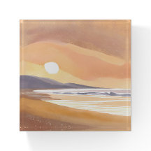 Costa de puesta de sol amarilla | Pintura aérea de