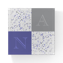 Geométrico Periwinkle Gray Terrazzo Monograma