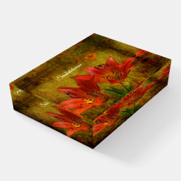 Pisapapeles Icono de Lily de Prairie Roja Occidental Texteada