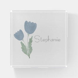 Pisapapeles Tipografía de tu nombre floral en acuarela linda s