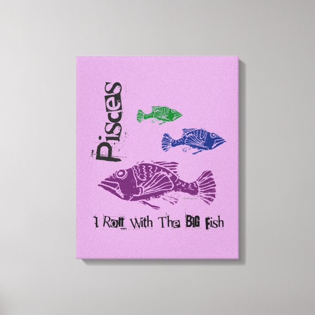 Pisces Gran Pescado Pintado Tinta De Arte De Lienz (Anverso)