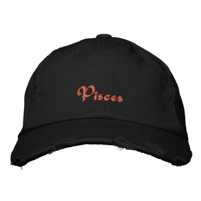 Pisces Zodiac Tapón Embrodado / Gorra (Anverso)